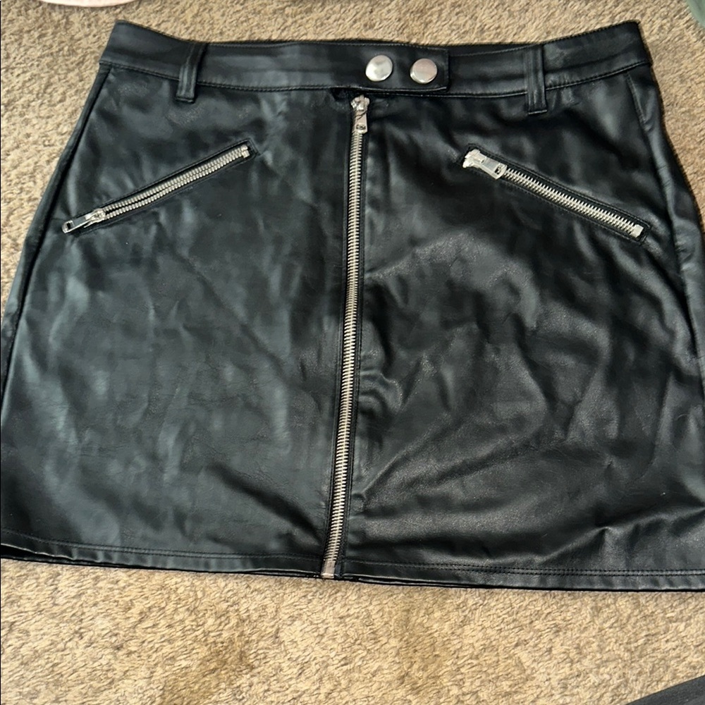 Wild Fable Black A-line leather Mini Skirt Night Out